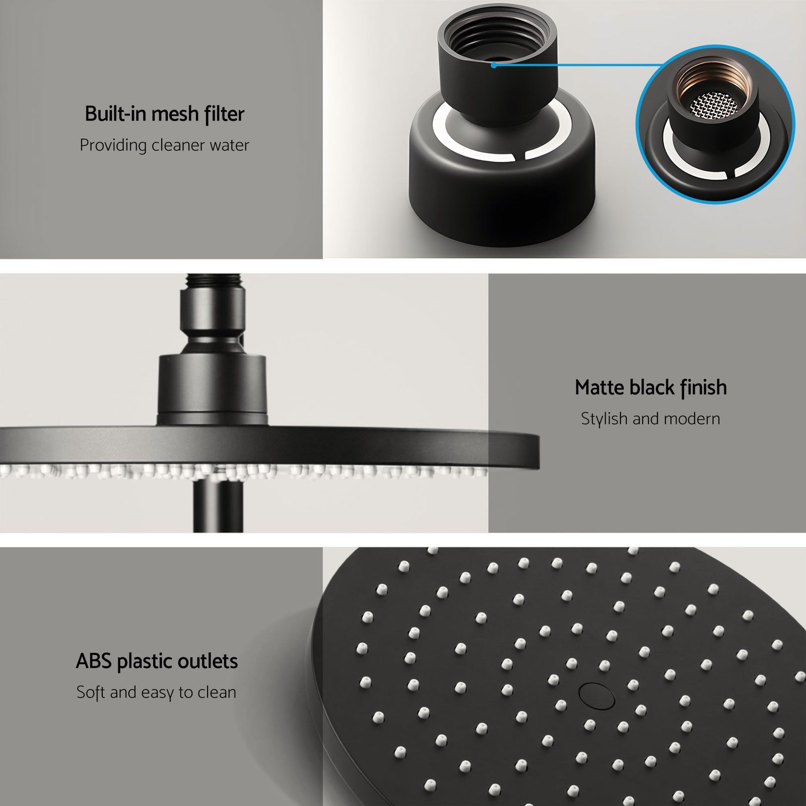 9'' Rain Shower Head Set Handheld Round High Pressure Twins Tap Chrome