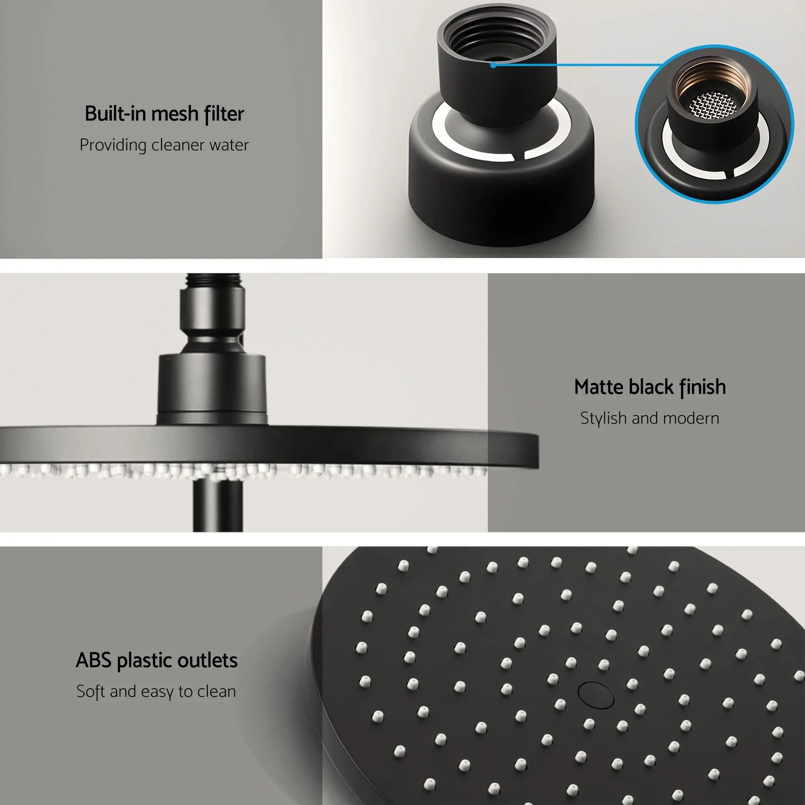 9'' Rain Shower Head Set Handheld Round High Pressure Twins Tap Chrome