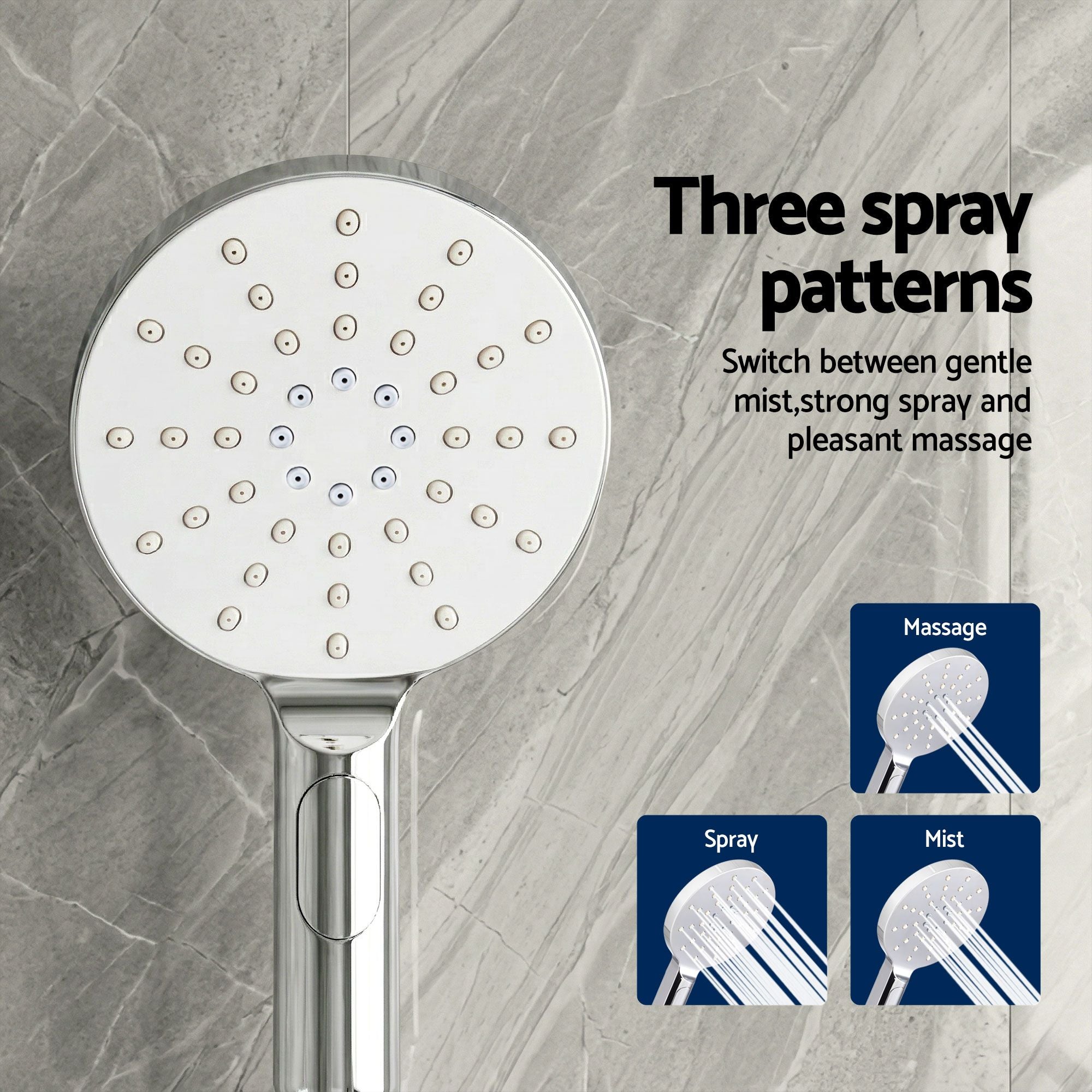 9'' Rain Shower Head Set Handheld Round High Pressure Mixer Tap Chrome