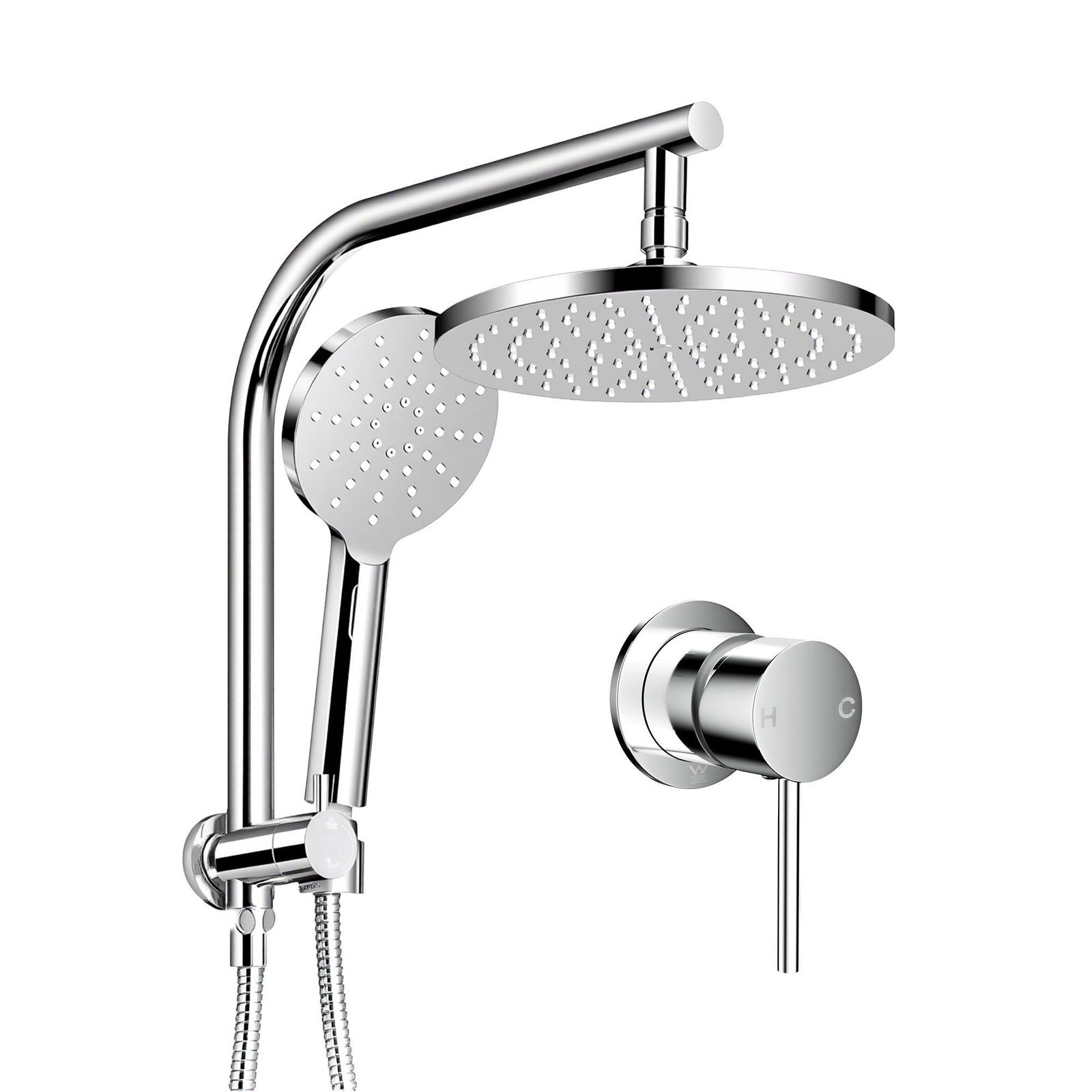 9'' Rain Shower Head Set Handheld Round High Pressure Mixer Tap Chrome
