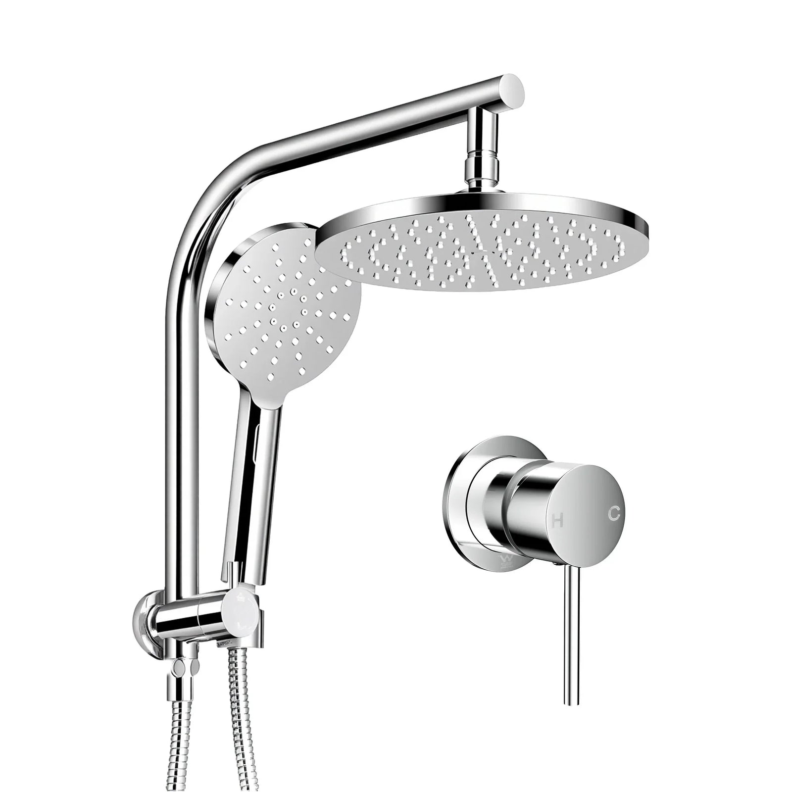 9'' Rain Shower Head Set Handheld Round High Pressure Mixer Tap Chrome