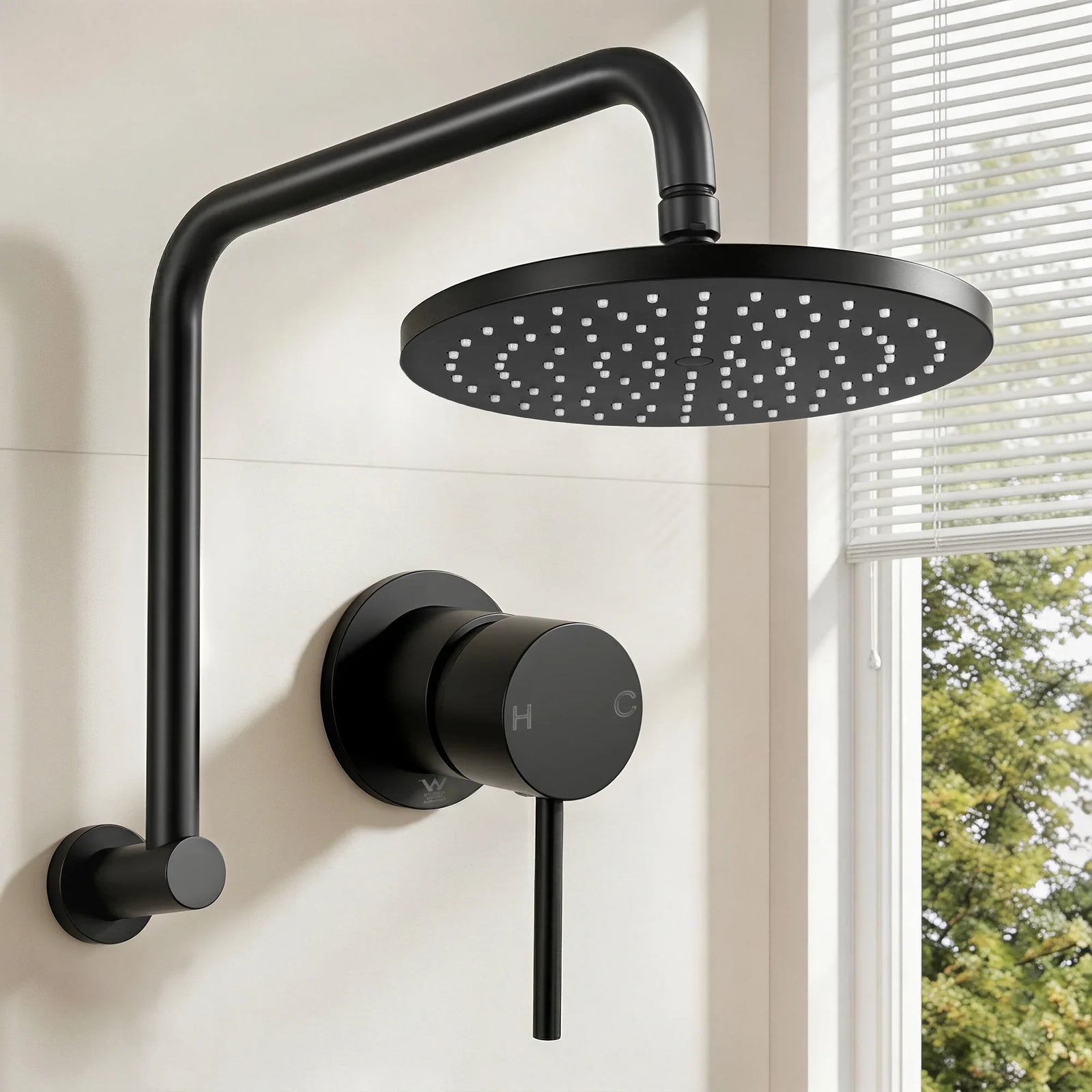 9'' Rain Overhead Swivel Shower Head with Wall Bathroom Mixer