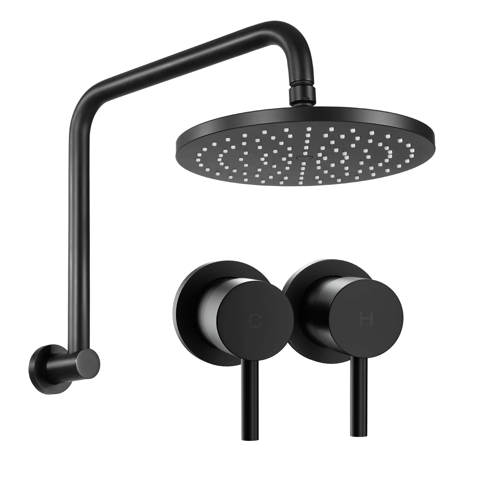 9'' Rain Overhead Swivel Shower Head with Wall Twin Swivel Bathroom Tap