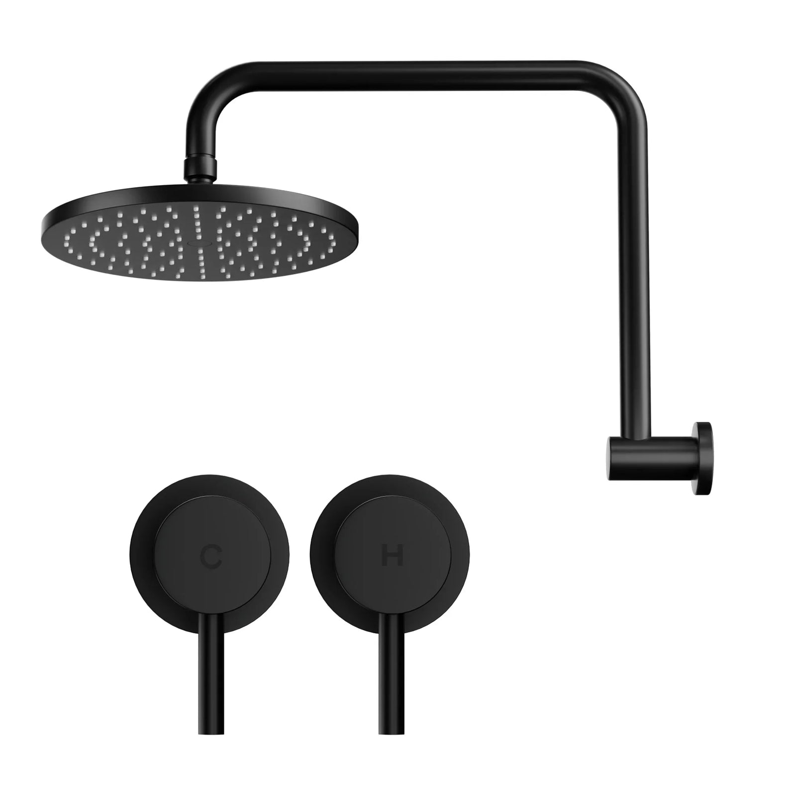 9'' Rain Overhead Swivel Shower Head with Wall Twin Swivel Bathroom Tap