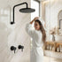 9'' Rain Overhead Swivel Shower Head with Wall Twin Swivel Bathroom Tap