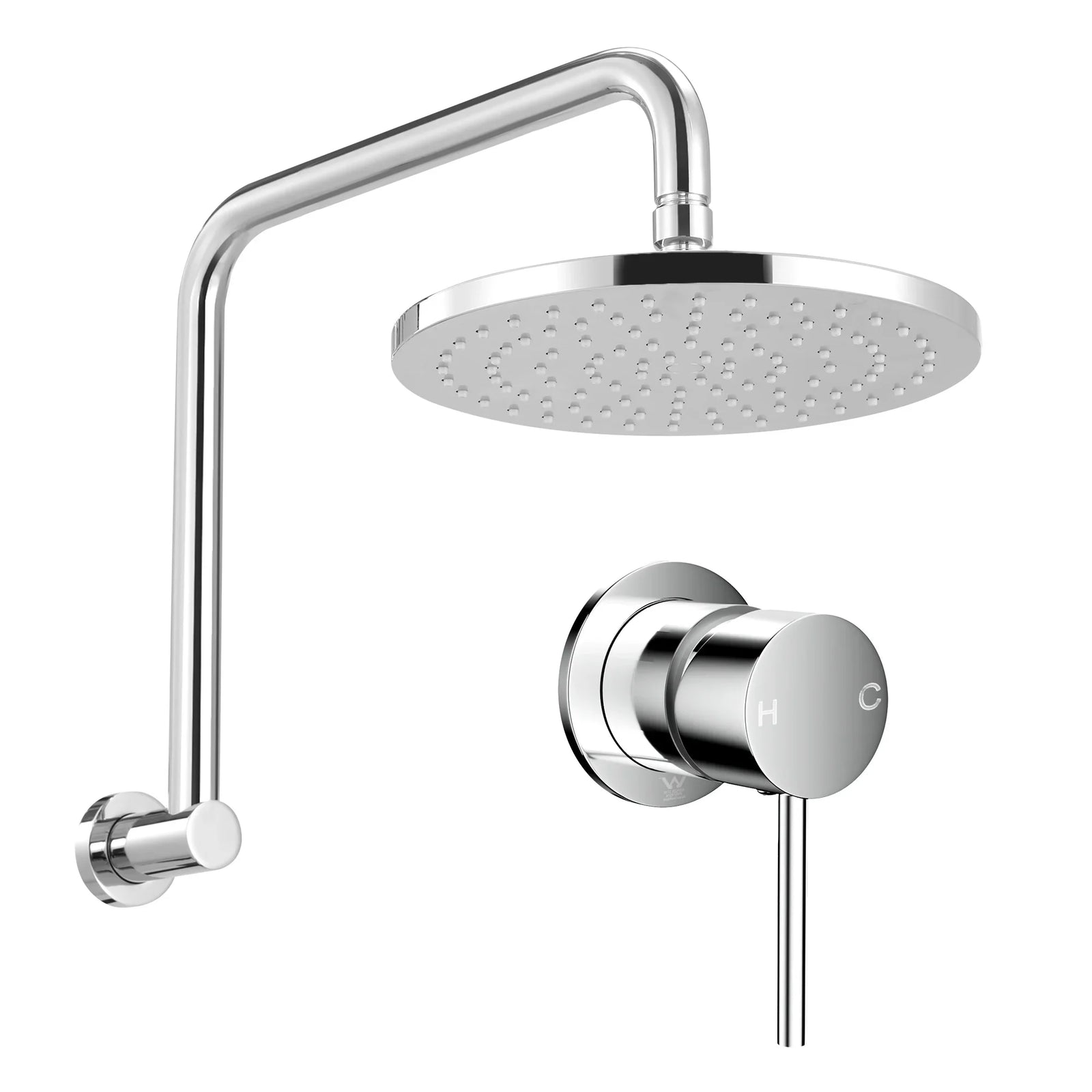 9'' Rain Overhead Swivel Shower Head with Wall Bathroom Mixer Silver