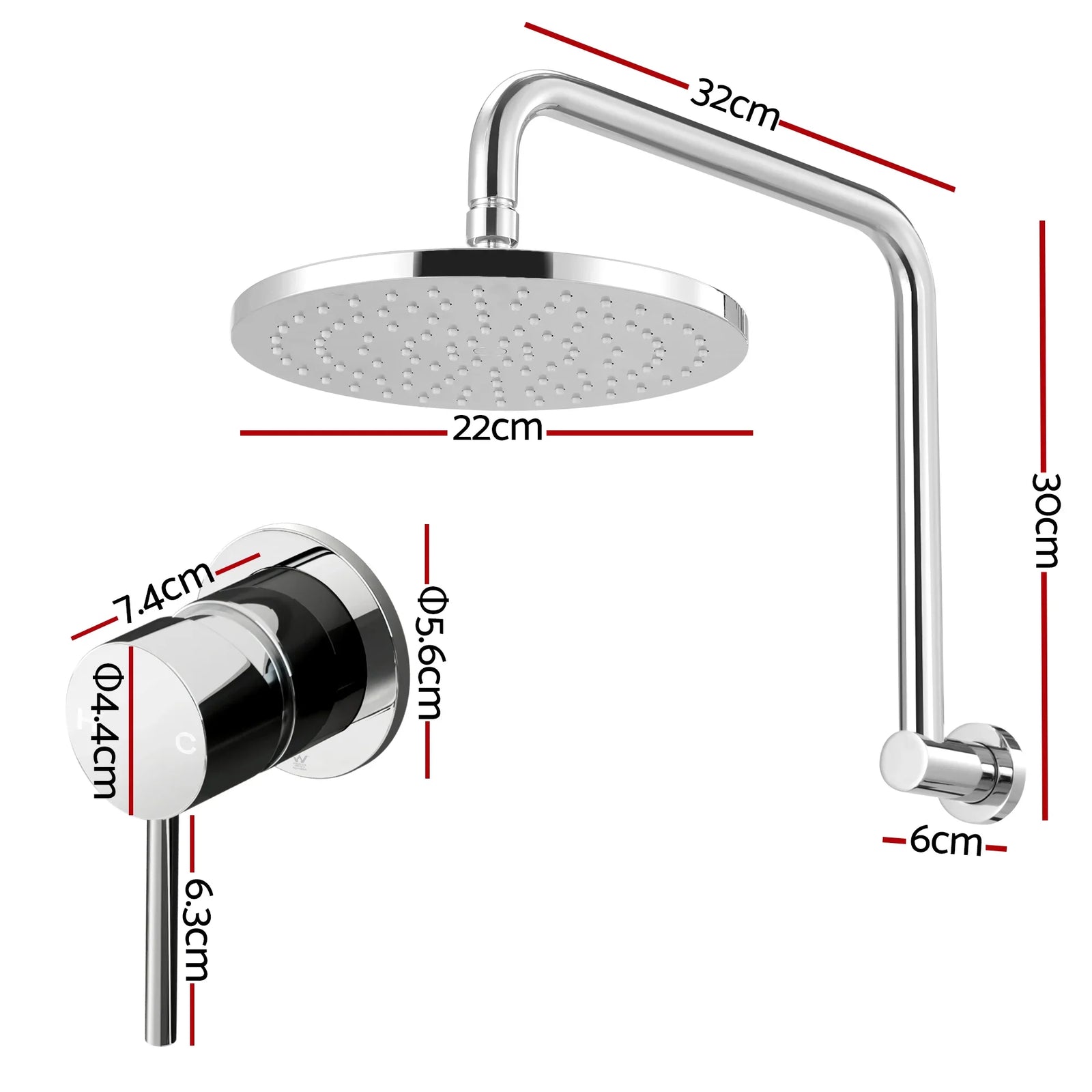 9'' Rain Overhead Swivel Shower Head with Wall Bathroom Mixer Silver