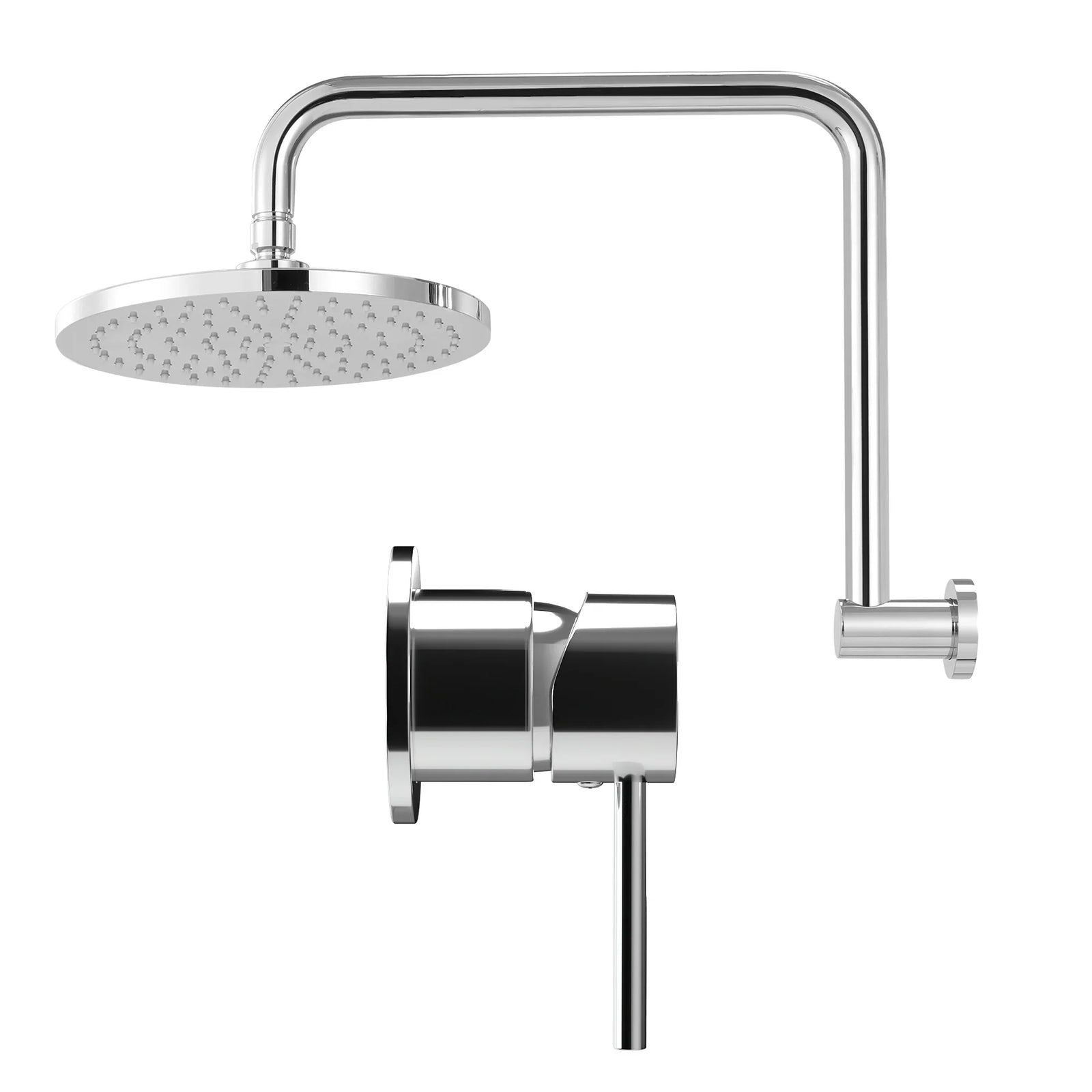 9'' Rain Overhead Swivel Shower Head with Wall Bathroom Mixer Silver