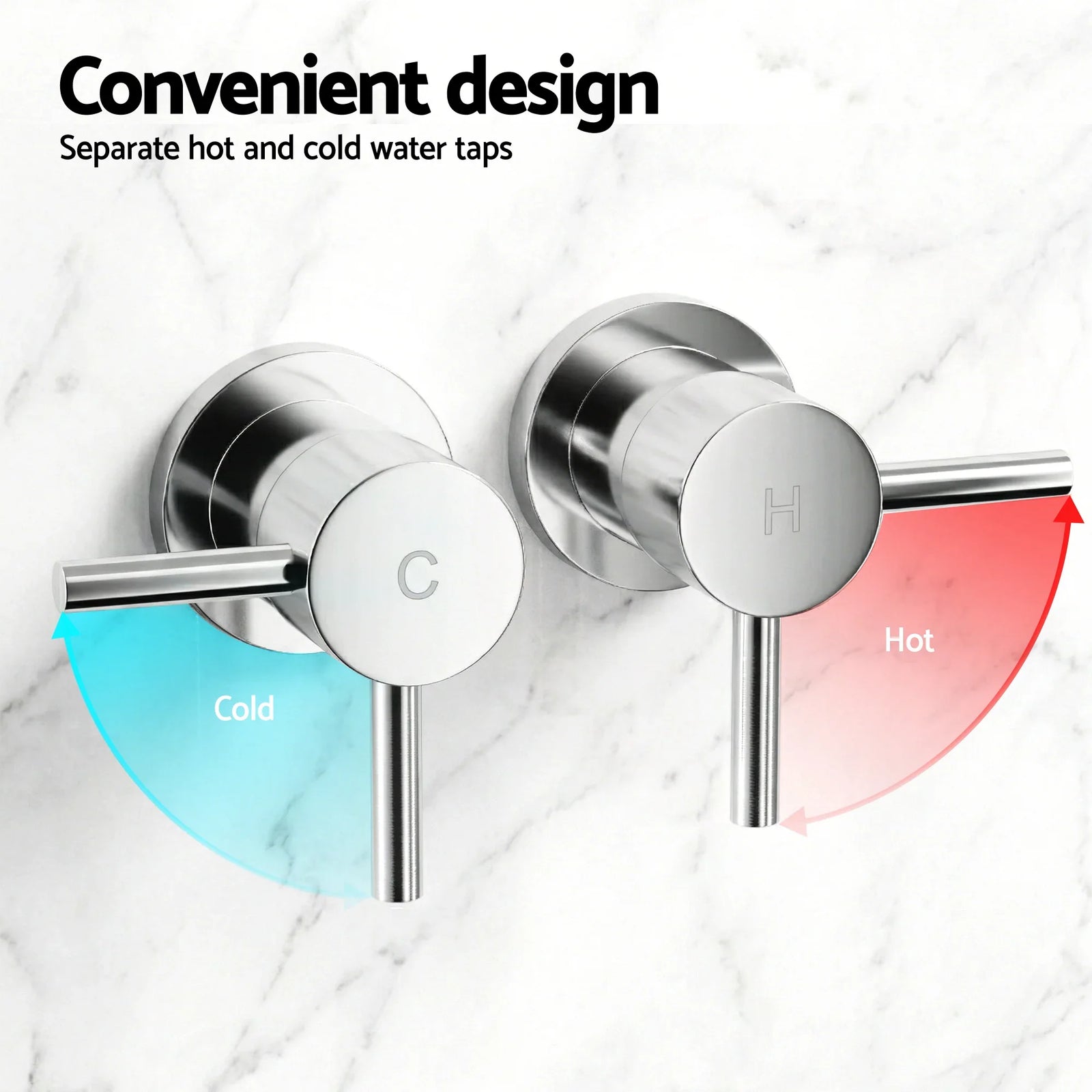 9'' Rain Overhead Swivel Shower Head with Wall Twin Swivel Bathroom Tap Silver