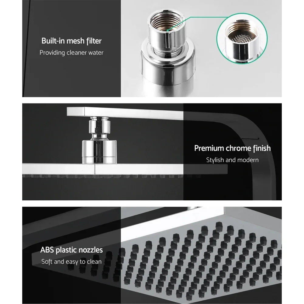 8 Inch Rainfall Shower Head Set Brass Chrome Hot Cold Mixer Tap Set