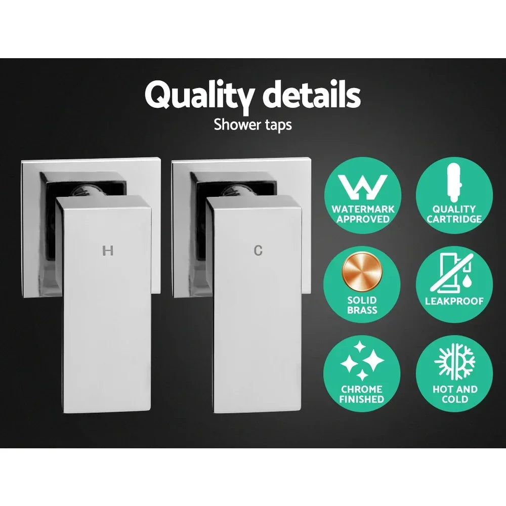 8 Inch Rainfall Shower Head Set Brass Chrome Hot Cold Mixer Tap Set