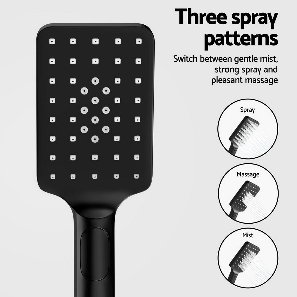 10'' Rain Shower Head Set Handheld Square High Pressure Black