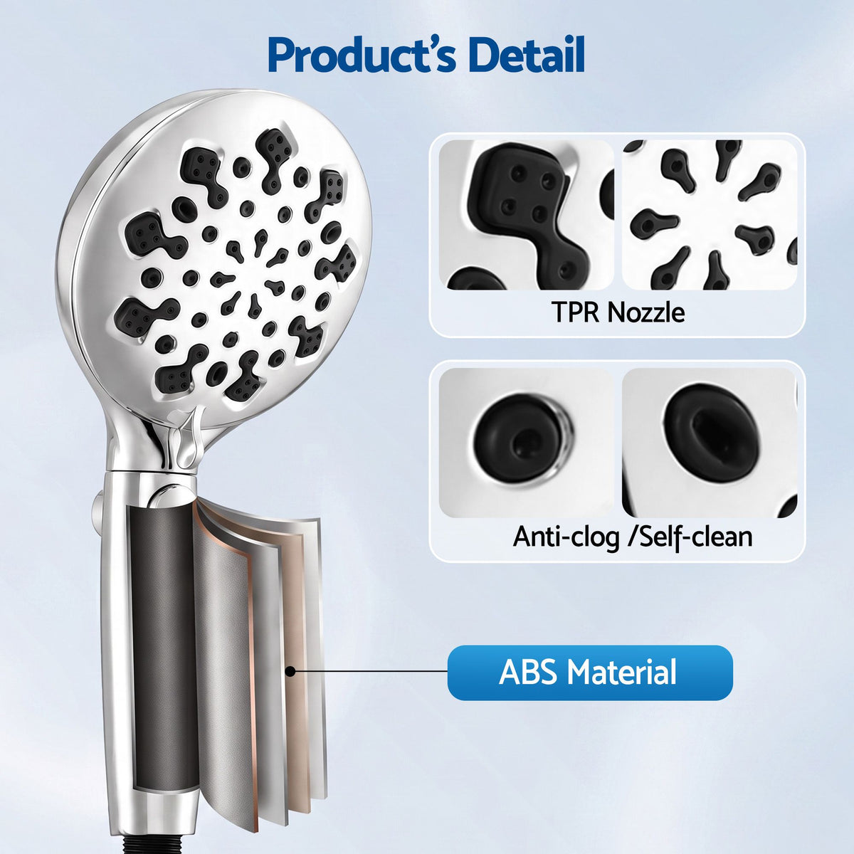 Cefito High Pressure 9 Settings Shower Heads, One-Hand Control & Anti-Clog TPR Nozzles for Apartments, Large 4.7in Face Removes Chlorine