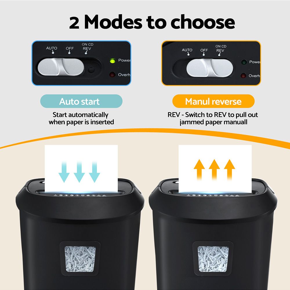 10-Sheet Cross-Cut Paper Shredder, 21L Bin, Home and Office Use, Black