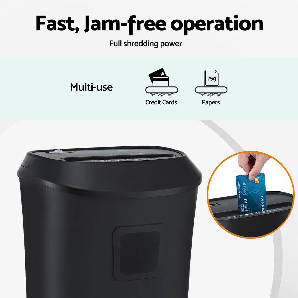 10-Sheet Cross-Cut Paper Shredder, 21L Bin, Home and Office Use, Black