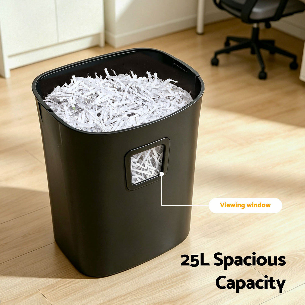 25L P4 Cross-Cut Paper Shredder, 14-Sheet Capacity, Black Finish