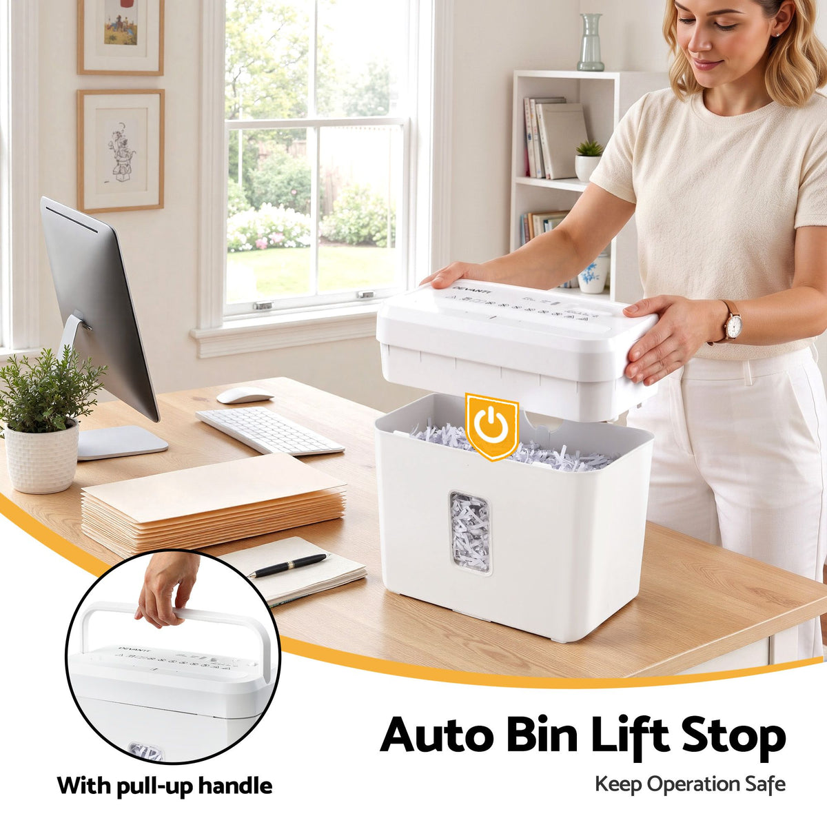 8L Small Tabletop Paper Shredder 4 Sheet P4 Cross Cut Home Office