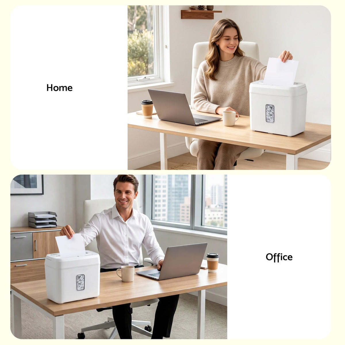8L Small Tabletop Paper Shredder 4 Sheet P4 Cross Cut Home Office