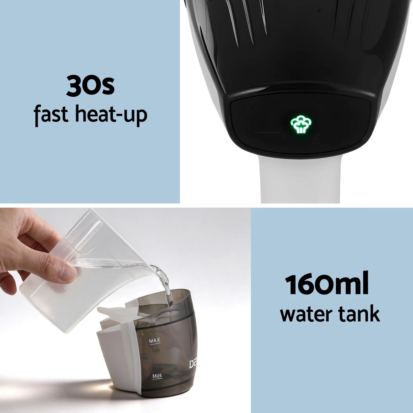 Clothes Steamer, 1500W Powerful Fast 30s Heat-Up Continuous Steam Lock 160ml Tank Fabric Brush Portable Handheld Steam Iron for Home Travel Business Trip