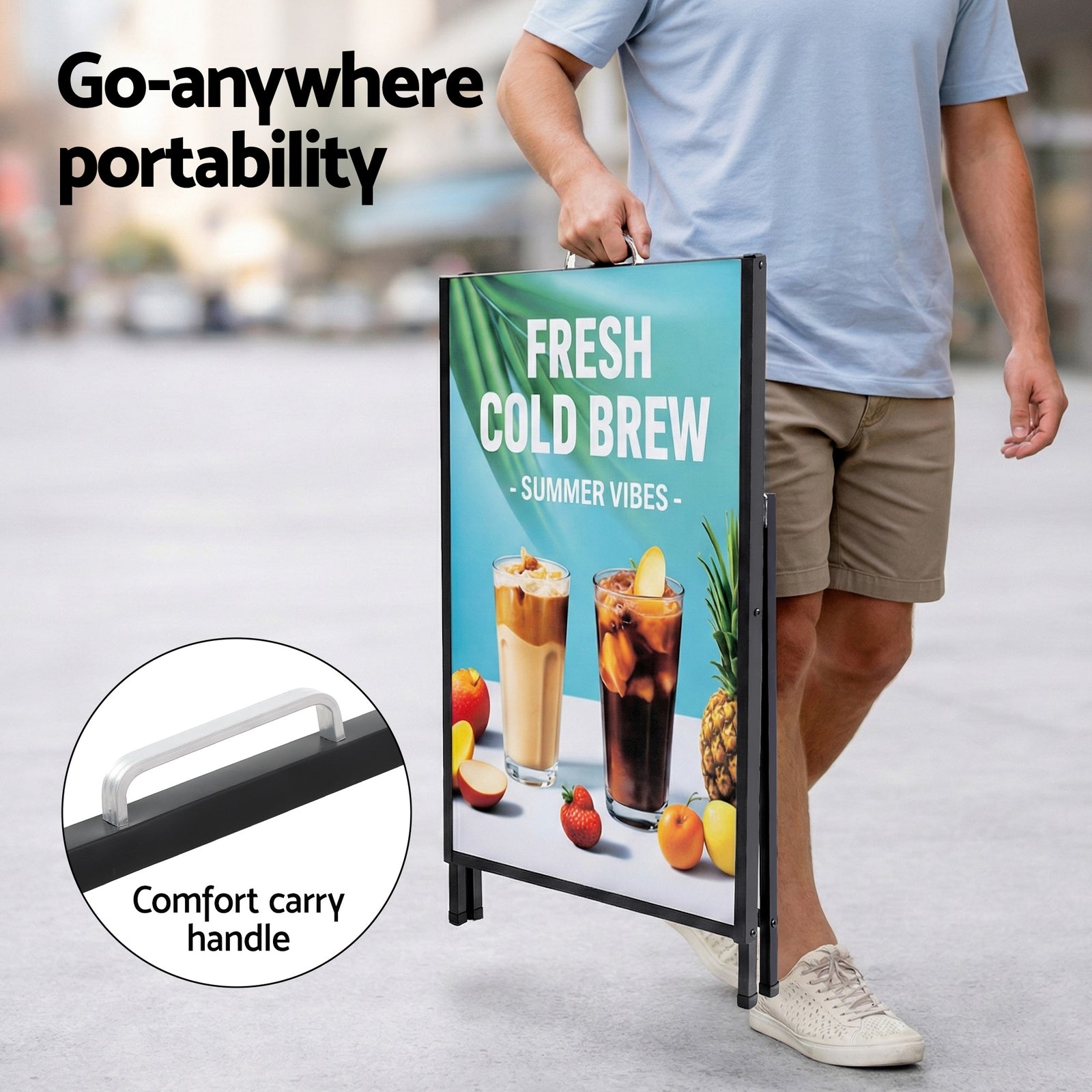 A1 Frame Sign Stand Single Sided Poster Display Board Outdoor Advertising 60x90cm