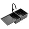 Stainless Steel Sink 100x45CM With Pull Out Mixer Tap Kitchen Basin Double Bowl Black
