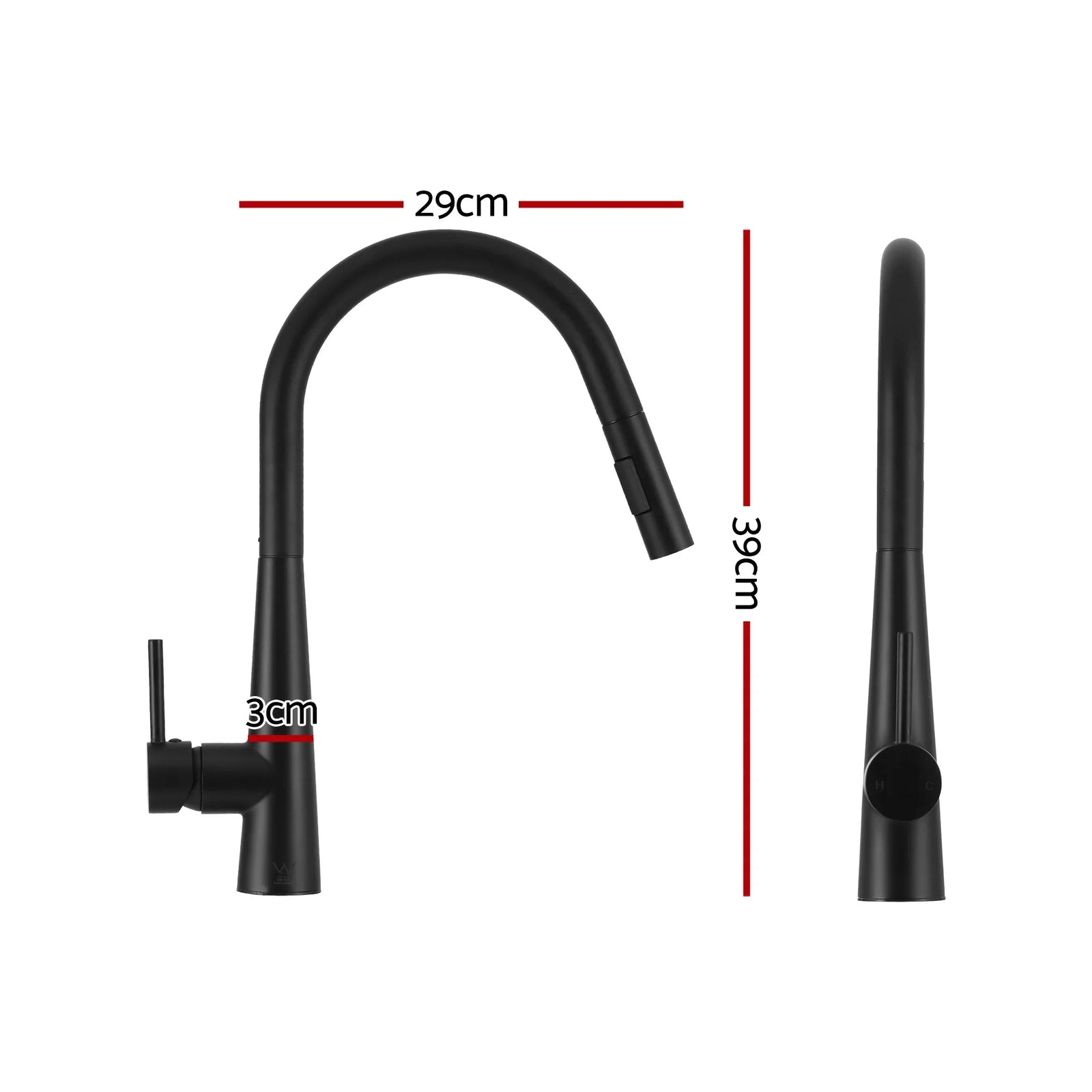 Stainless Steel Sink 100x45CM With Pull Out Mixer Tap Kitchen Basin Double Bowl Black