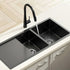 Stainless Steel Sink 100x45CM With Pull Out Mixer Tap Kitchen Basin Double Bowl Black