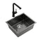 Stainless Steel Sink 44x44CM With Pull Out Mixer Tap Kitchen Basin Single Bowl Black