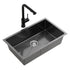 Stainless Steel Sink 60x45CM With Pull Out Mixer Tap Kitchen Basin Single Bowl Black