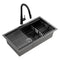Stainless Steel Sink 70x45CM With Pull Out Mixer Tap Kitchen Basin Single Bowl Black