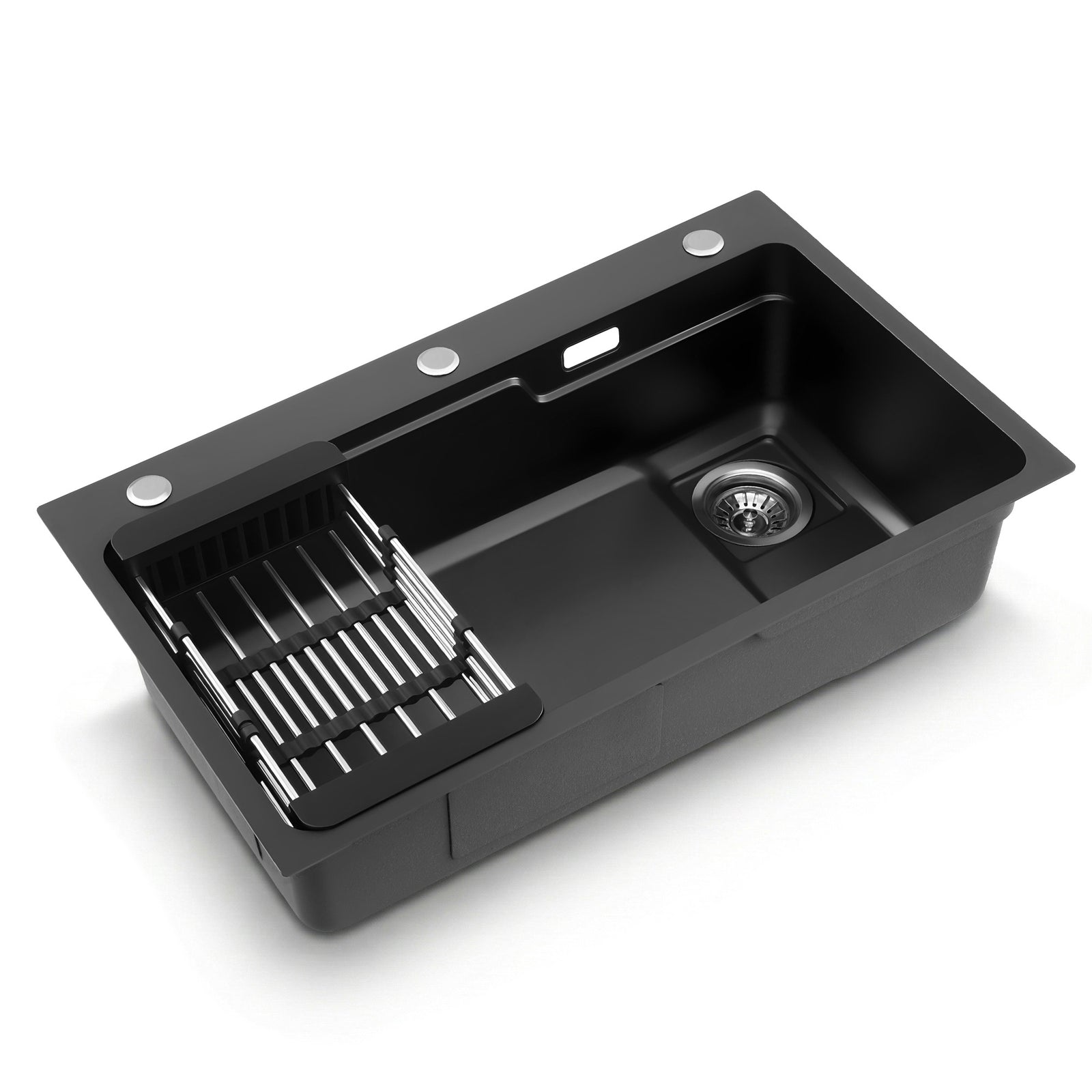 75x45cm 304 Stainless Steel Kitchen Sink Single Bowl Black Nano Coated