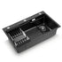 75x45cm 304 Stainless Steel Kitchen Sink Single Bowl Black Nano Coated