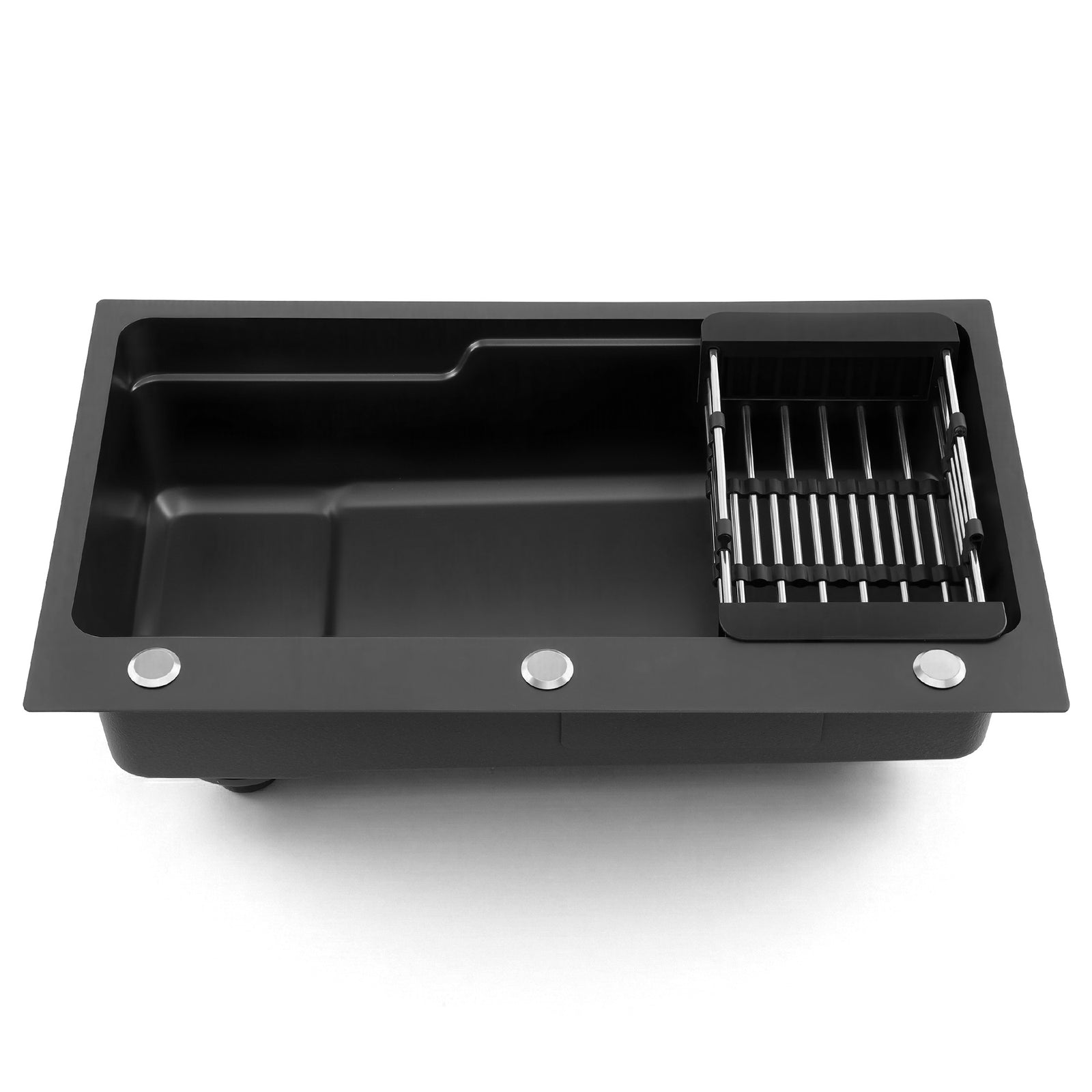 75x45cm 304 Stainless Steel Kitchen Sink Single Bowl Black Nano Coated