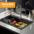 75x45cm 304 Stainless Steel Kitchen Sink Single Bowl Black Nano Coated