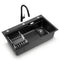 Stainless Steel Sink 75x45CM With Pull Out Mixer Tap Kitchen Basin Single Bowl Black
