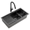 Stainless Steel Sink 81x45CM With Pull Out Mixer Tap Kitchen Basin Single Bowl Black