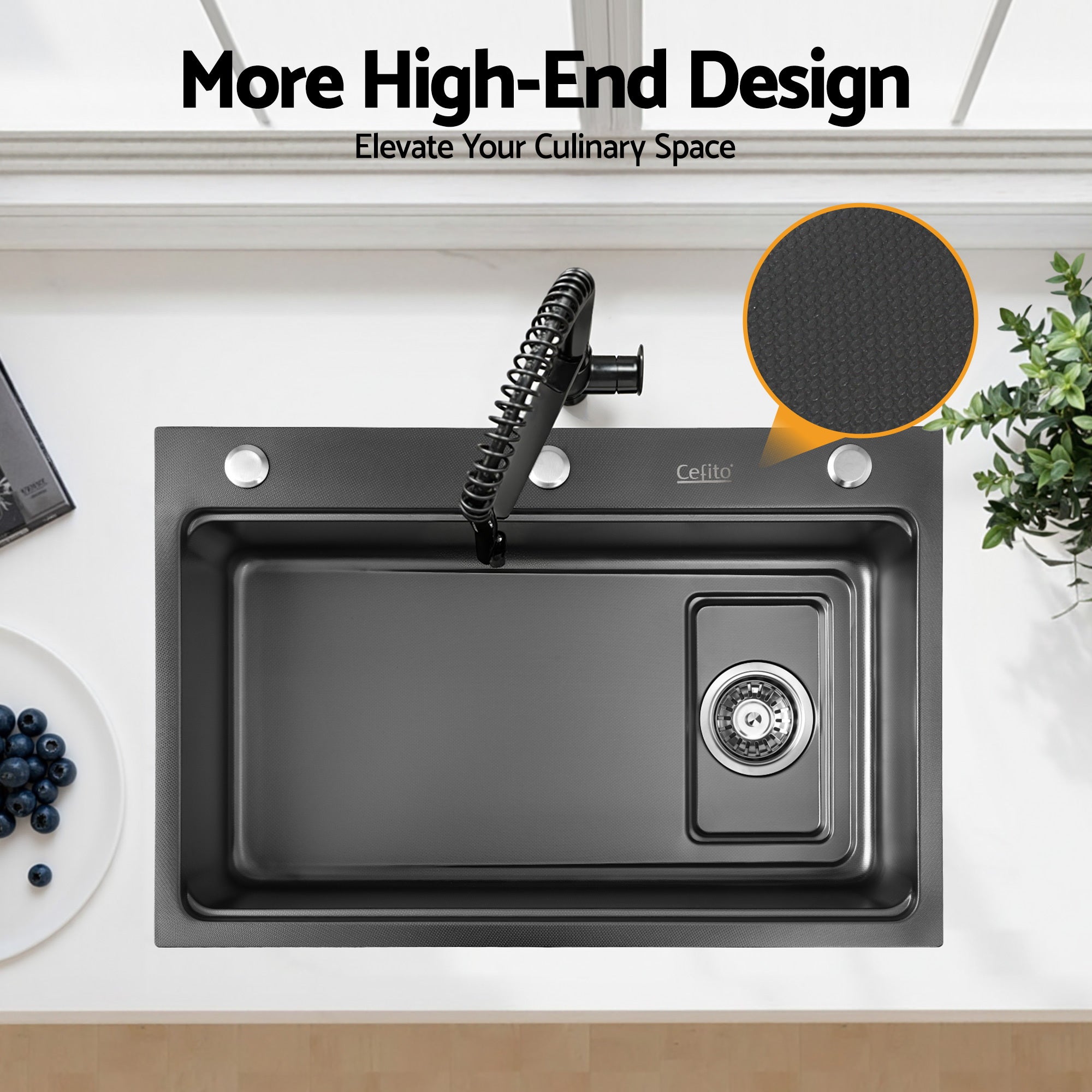 Kitchen Sink 304 Stainless Steel Bar Sink Millet Grain Water Basin Sink