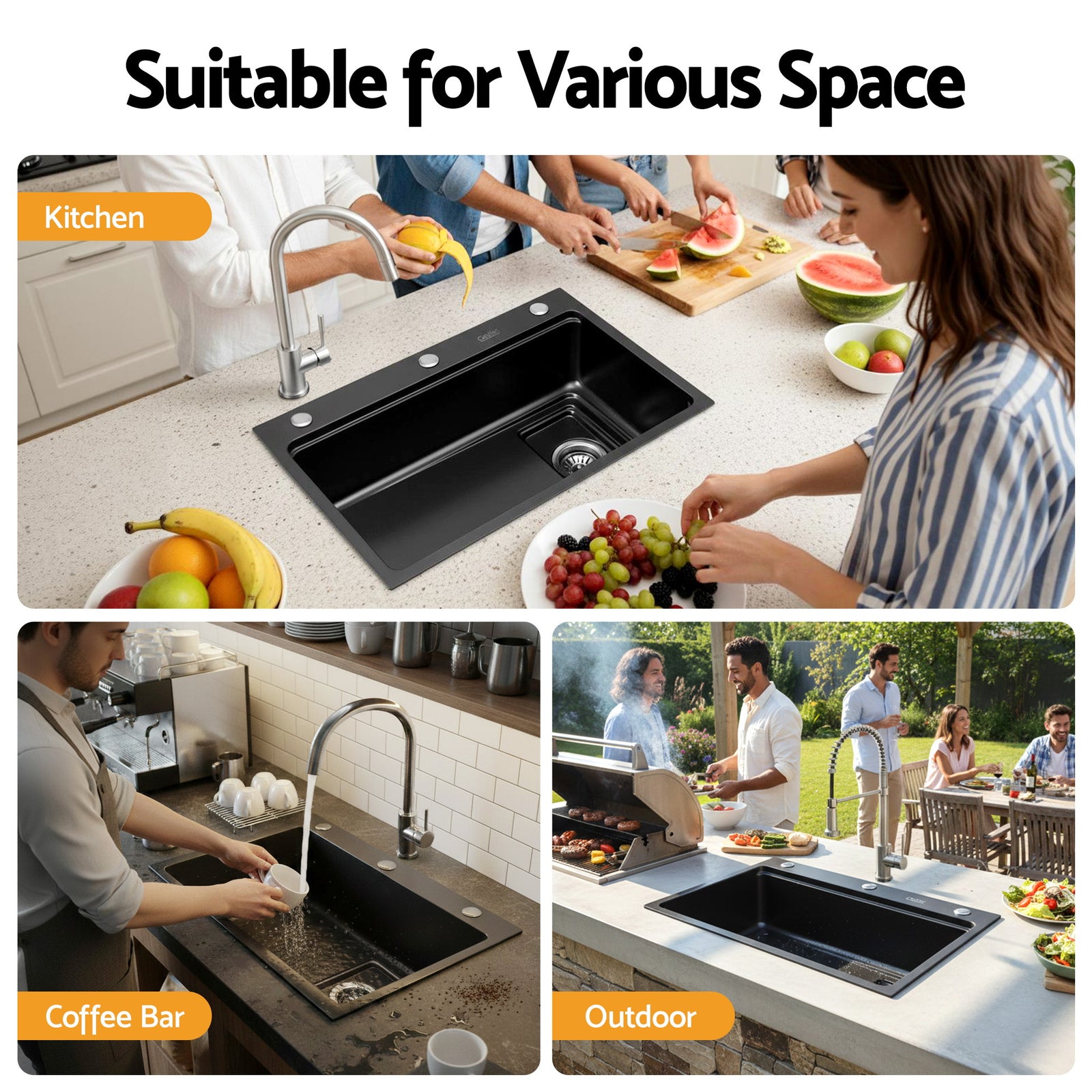 Kitchen Sink 304 Stainless Steel Bar Sink Millet Grain Water Basin Sink