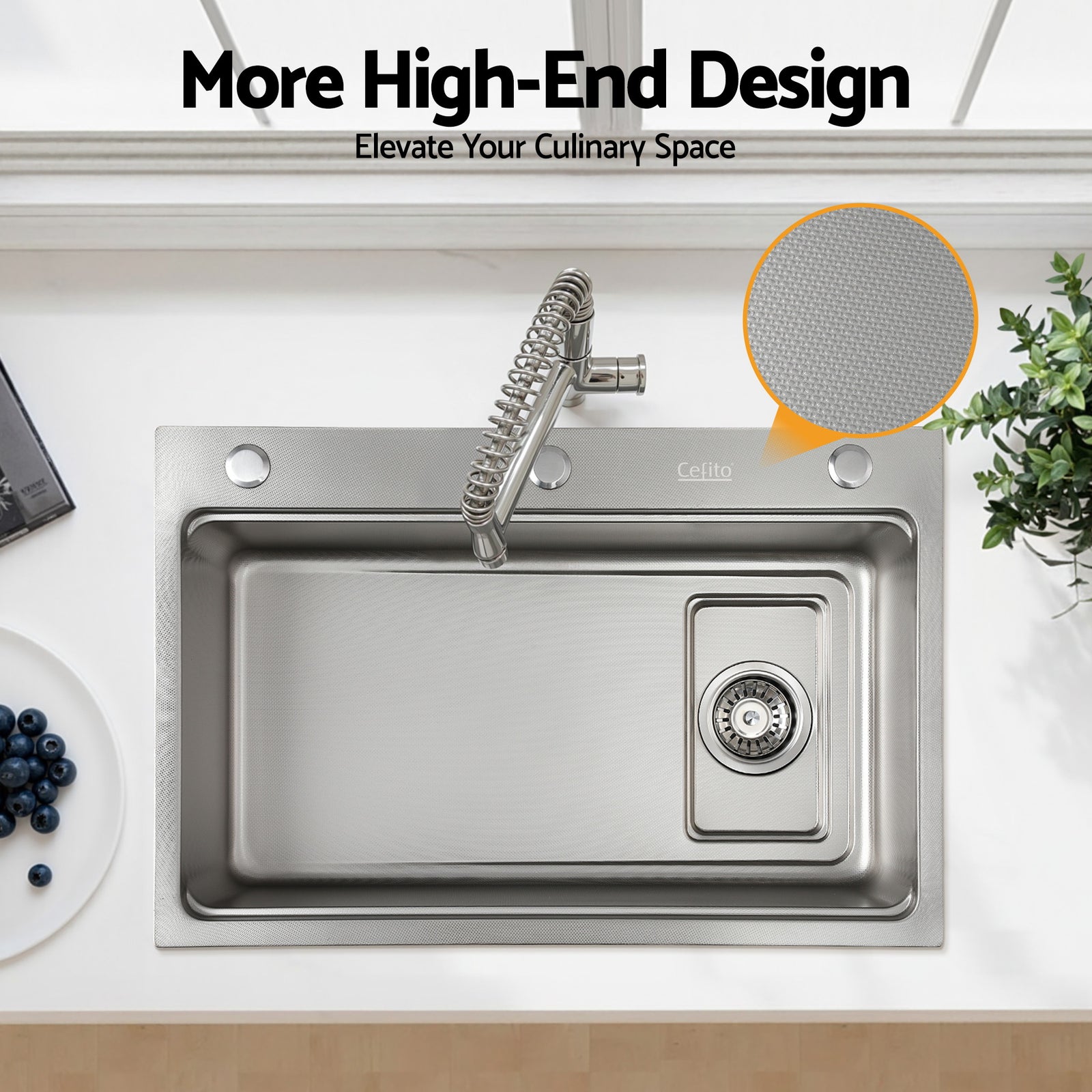 Kitchen Sink 304 Stainless Steel Bar Sink Millet Grain Water Basin Sink