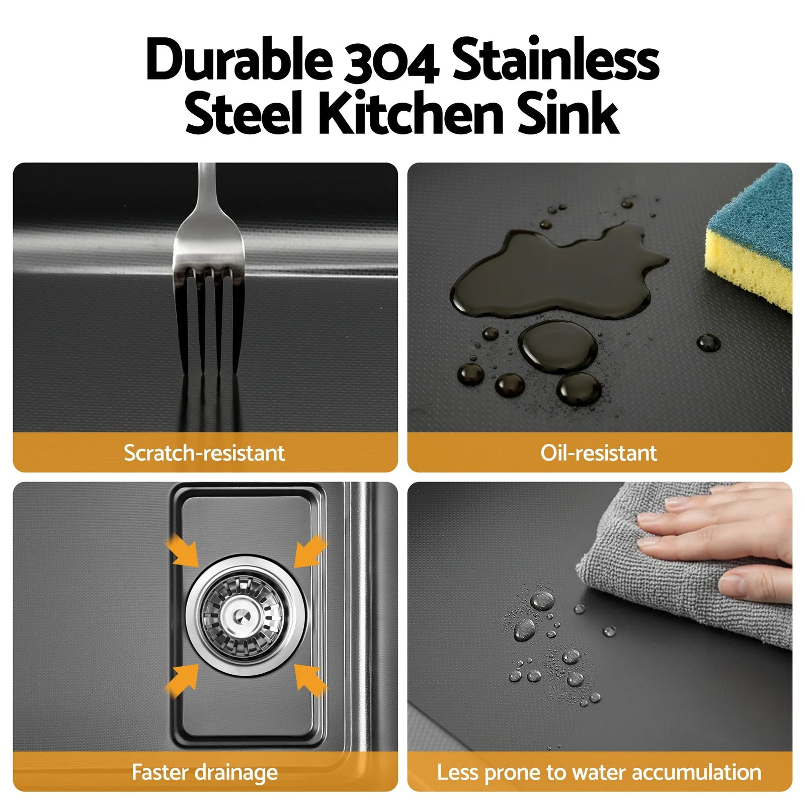 Kitchen Sink 304 Stainless Steel Bar Sink Millet Grain Water Basin Sink