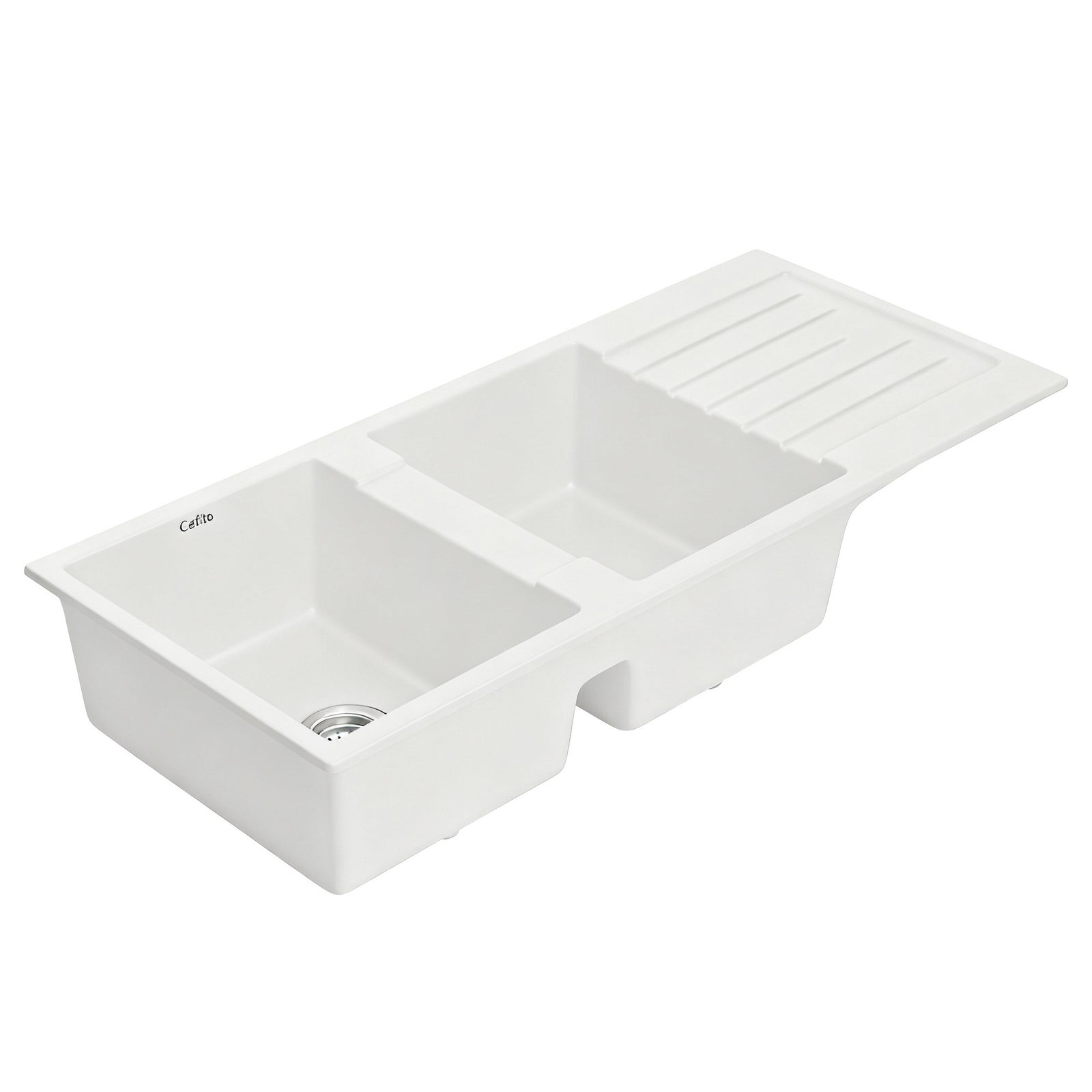 Kitchen Sink 116x50cm Granite Stone Sink Double Bowl White