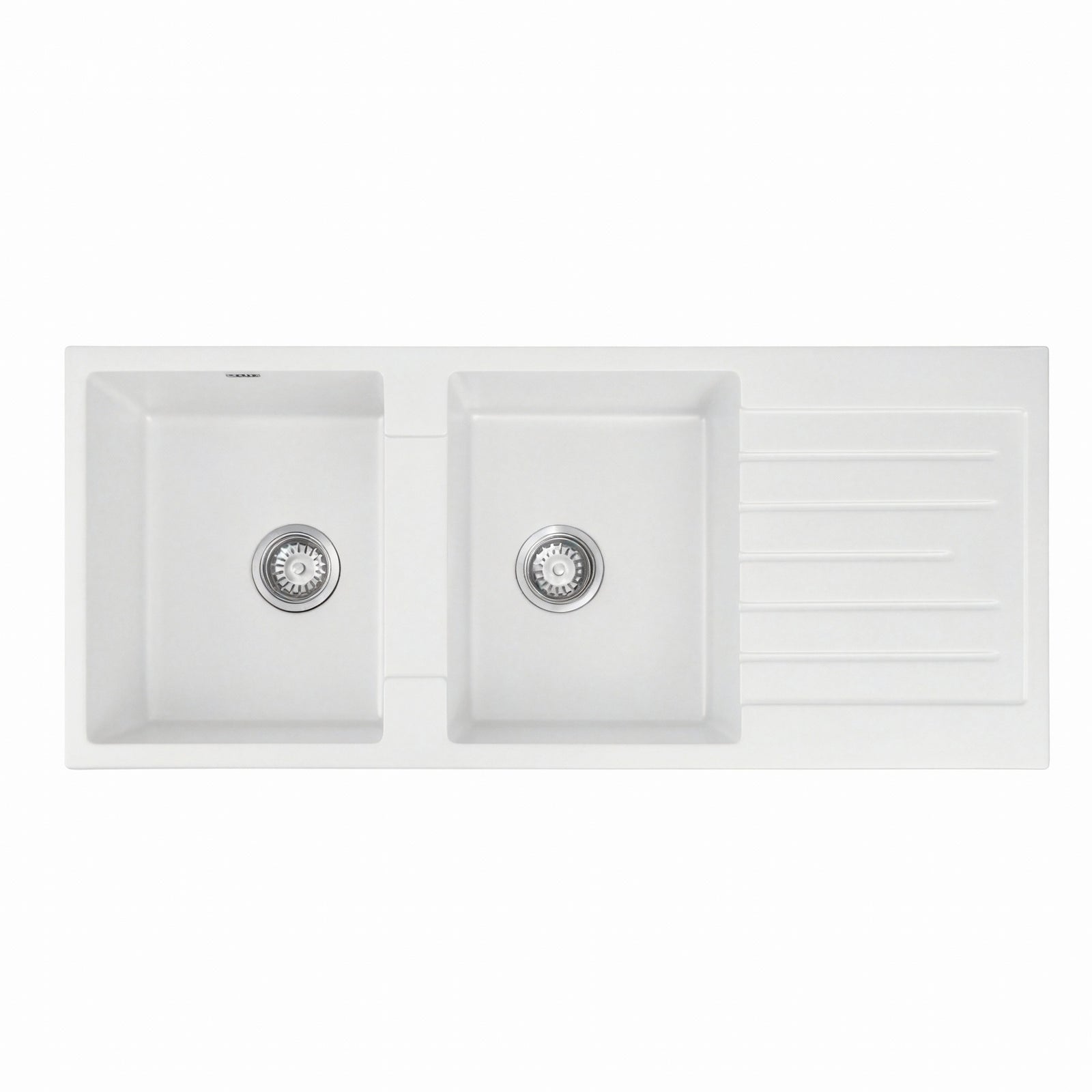 Kitchen Sink 116x50cm Granite Stone Sink Double Bowl White