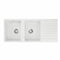 116x50cm Granite Stone Kitchen Sink Double Bowl White with Waste Strainer