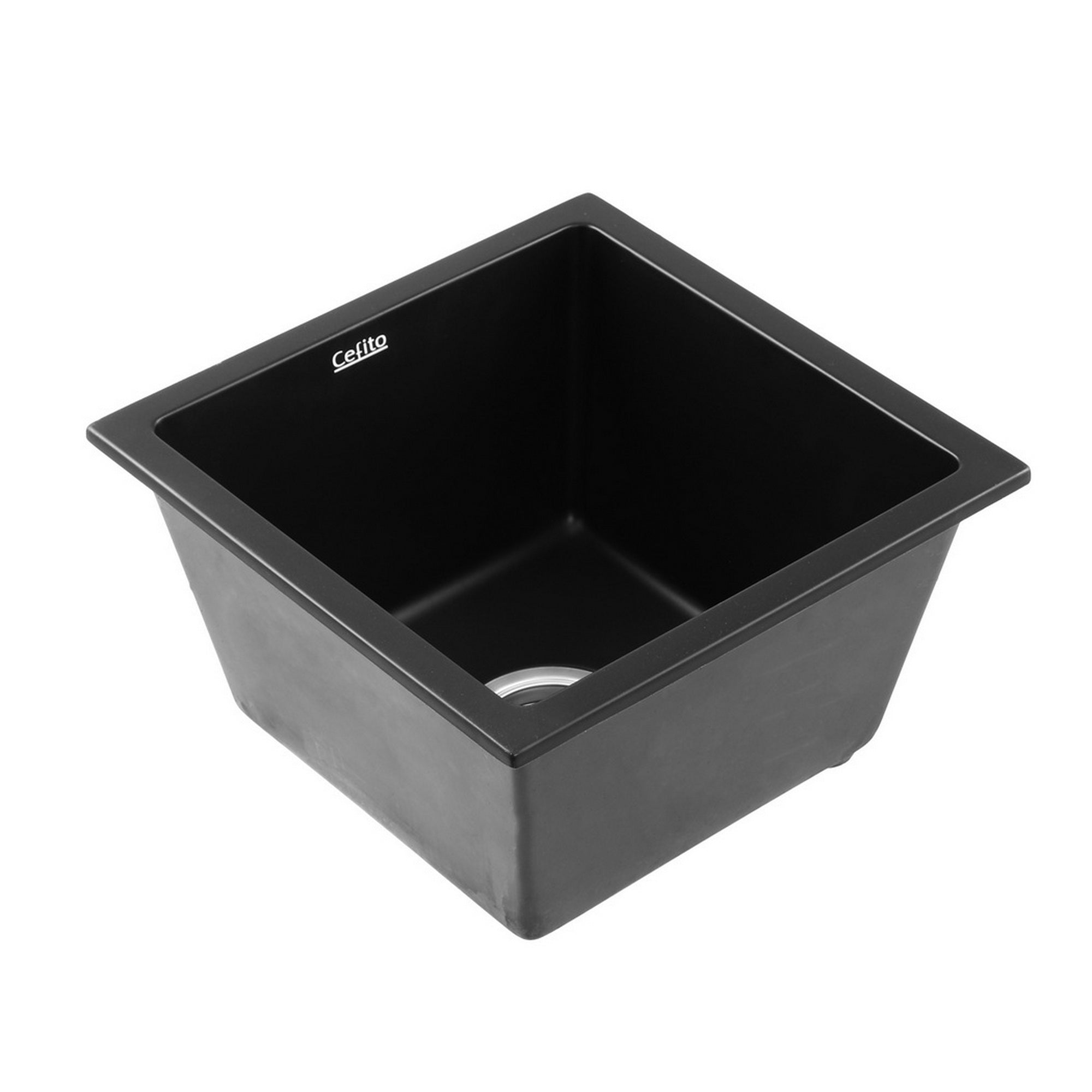 Kitchen Sink 38x38cm Granite Stone Sink Single Bowl Black