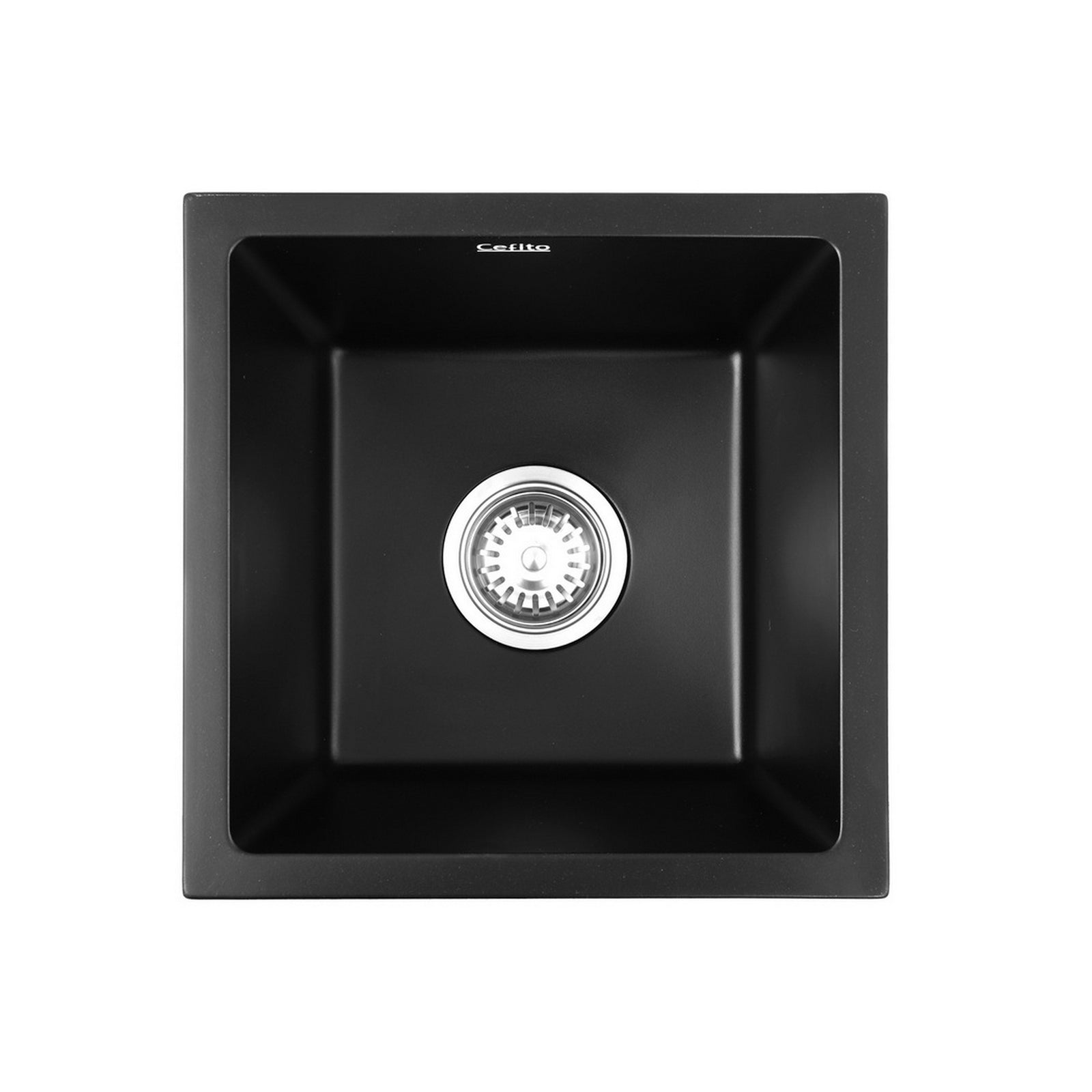 Kitchen Sink 38x38cm Granite Stone Sink Single Bowl Black