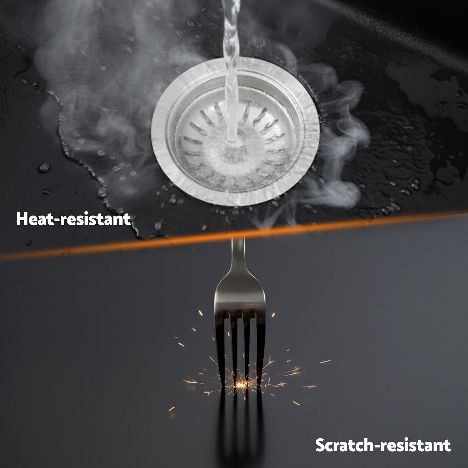 Kitchen Sink 55x45cm Granite Stone Sink Single Bowl Black