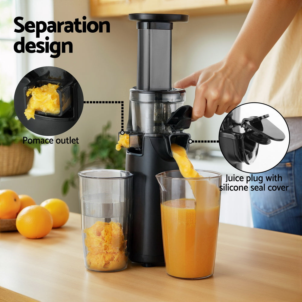 Slow Juicer Cold Press Fruit Juice Extractor 130W Black