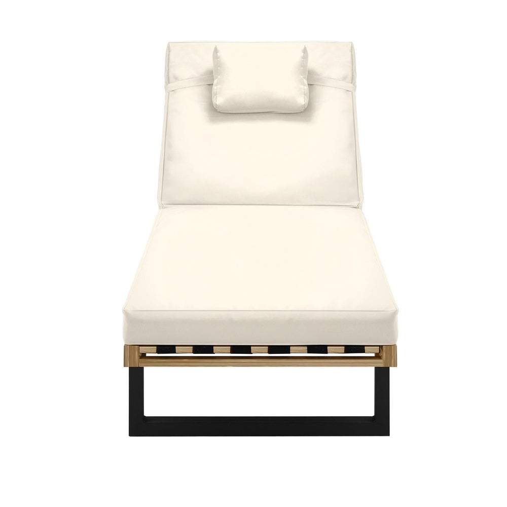 Livsip Patio Sun Lounge Set with Table Beige