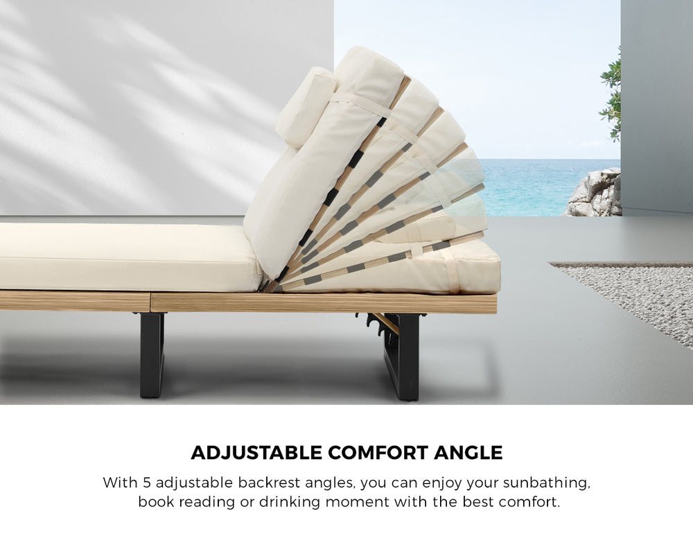 Livsip Patio Sun Lounge Set with Table Beige
