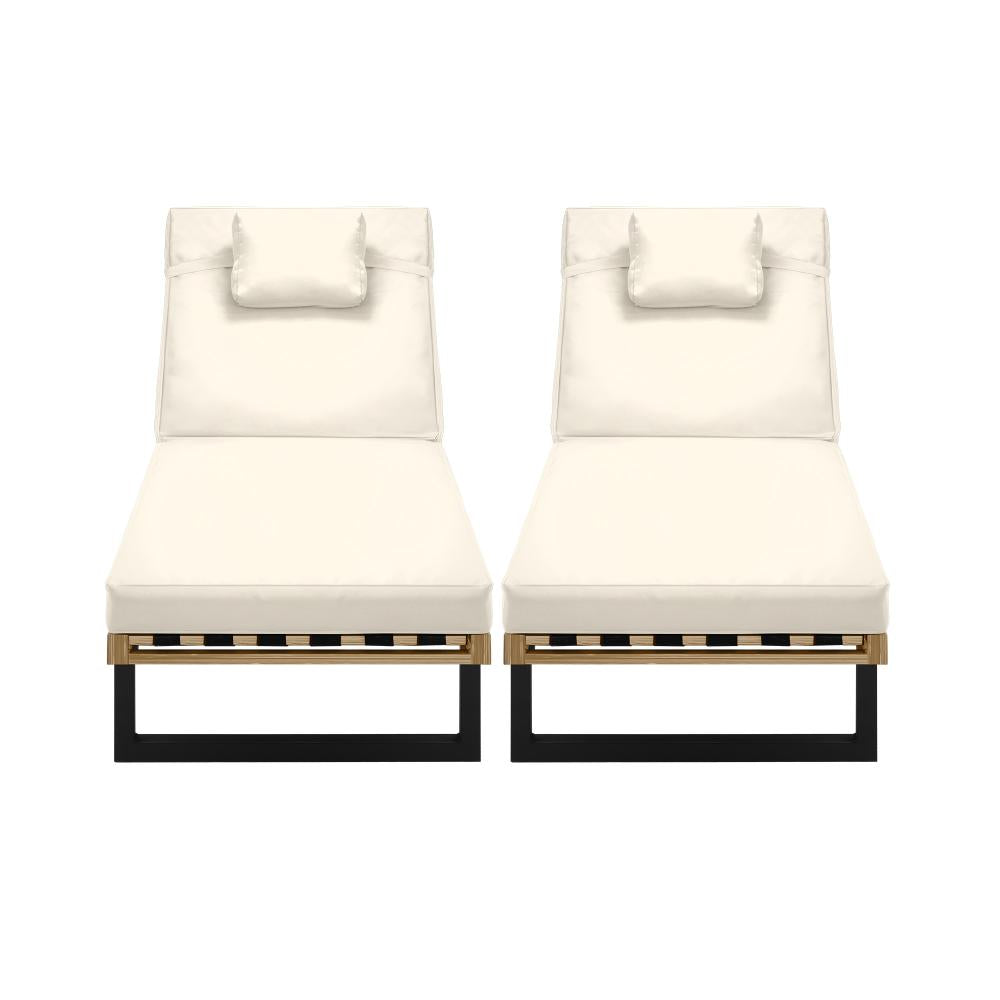 2X Sun Lounge Outdoor Lounger Beige